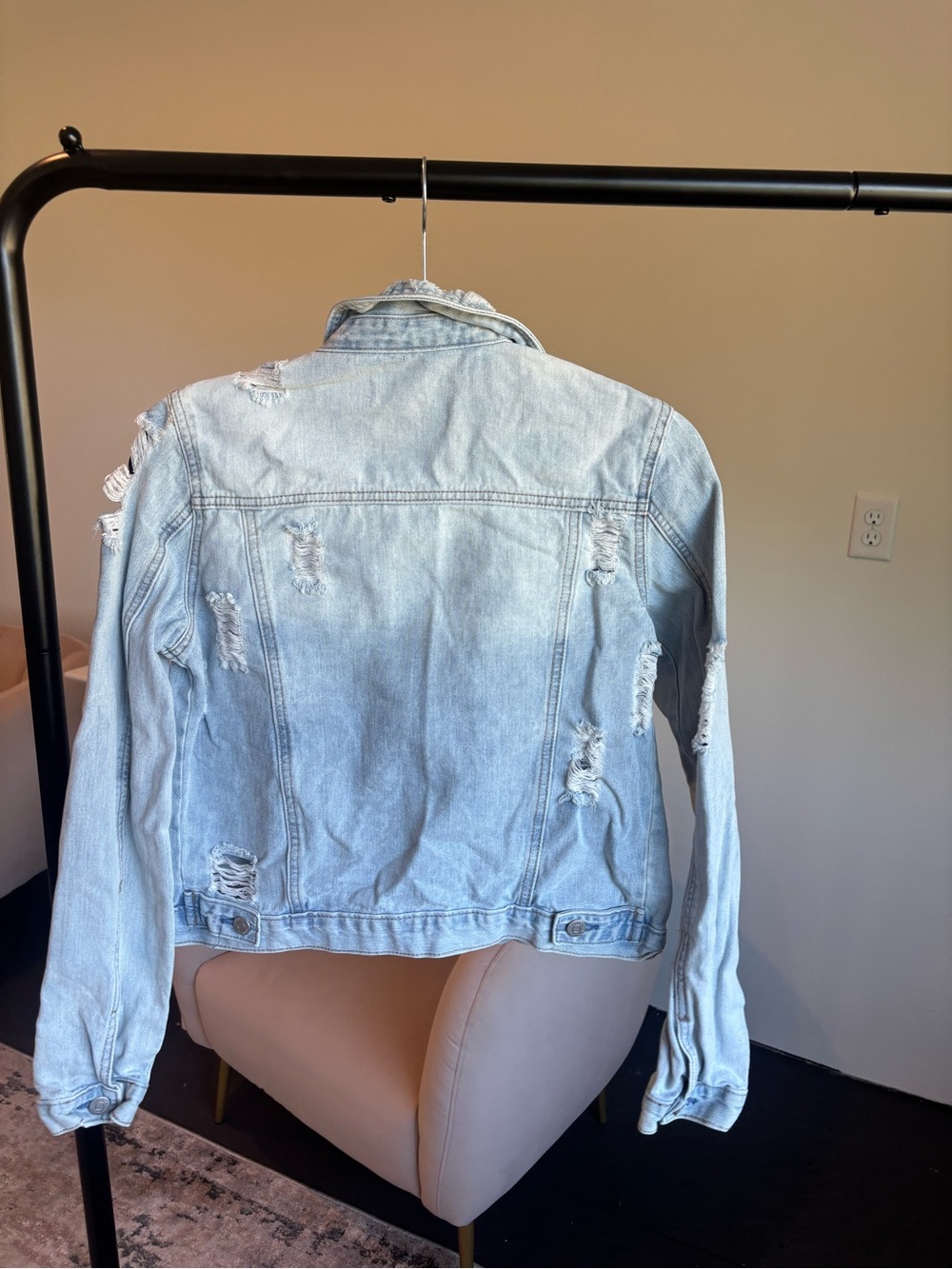 Light Wash Distressed Denim Jacket - Women - Picture 2 of 3